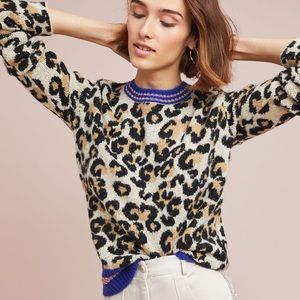 ANTHROPOLOGIE / ALCEE Sporty Leopard Sweater - Sz XS